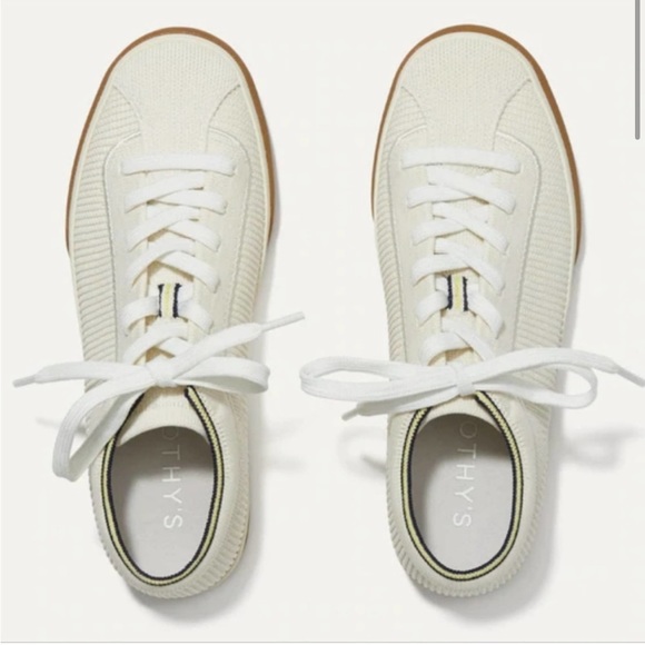 Rothy’s Lace Up Sneaker in Vanilla Cream Off White Neutral Knit Trainers Shoes - Picture 4 of 6